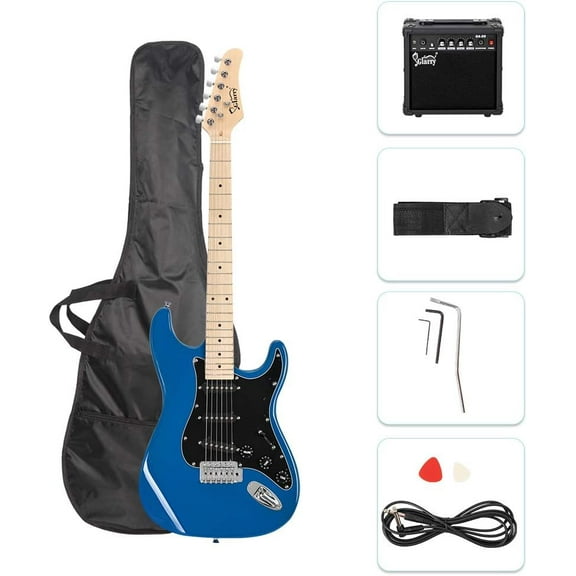 GLARRY Full Size Electric Guitar with 20W Amp and Accessories Pack Guitar Bag for Music Lover Beginner