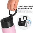 thumbnail image 4 of Koodee 12 oz Stainless Steel Water Bottle for Kids Double Wall Vacuum Insulated Wide Mouth Flask with Leak proof Straw Lid (Pink), 4 of 7