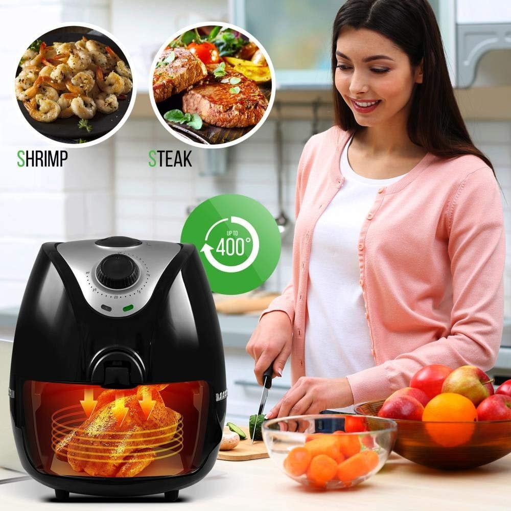 Black AZPKAIRFR25 w/ Rotary Controls Cooks Healthy Oil-Less Recipes NutriChef 2.7 Qt Air Fryer Oven Pan Electric Hot Convection Power Stainless Steel Kitchen Multi Cooker w/ Basket Black AZPKAIRFR25 w/ Rotary Controls Cooks Healthy Oil-Less Recipes NutriChef 2.7 Qt Air Fryer Oven Pan Electric Hot Convection Power Stainless Steel Kitchen Multi Cooker w/ Basket
