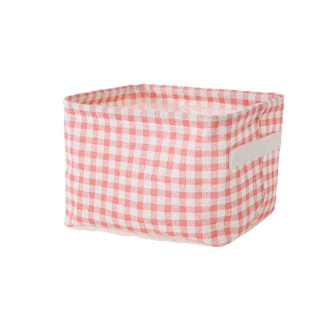 CAROOTU Storage Box Storage Basket Pink Lattice Storage Basket Sundries Sorting Basket Portable and Easy to