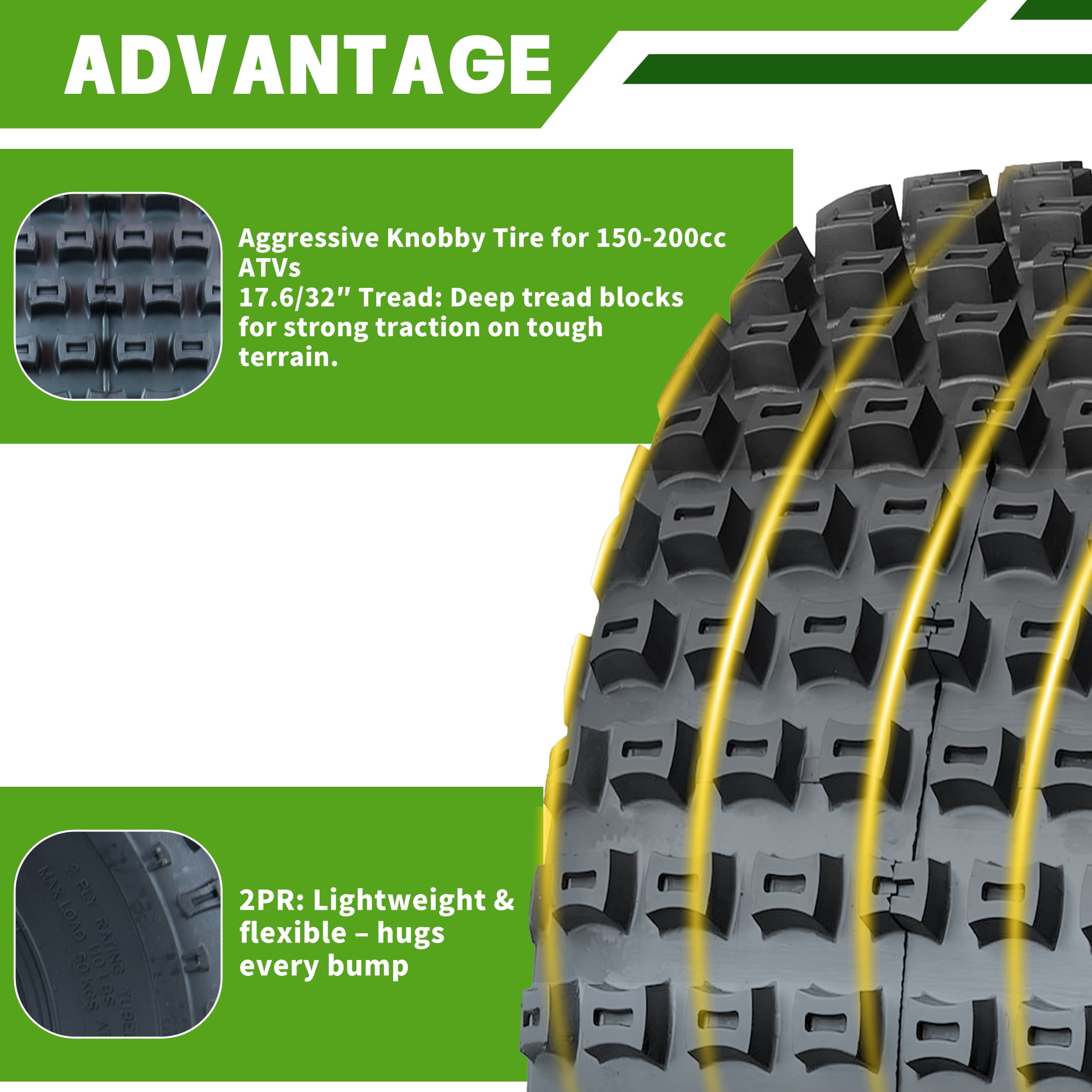 Hi-Run Knobby SU17 Rear 22x11-8 2PR ATV/UTV Tire - Walmart.com