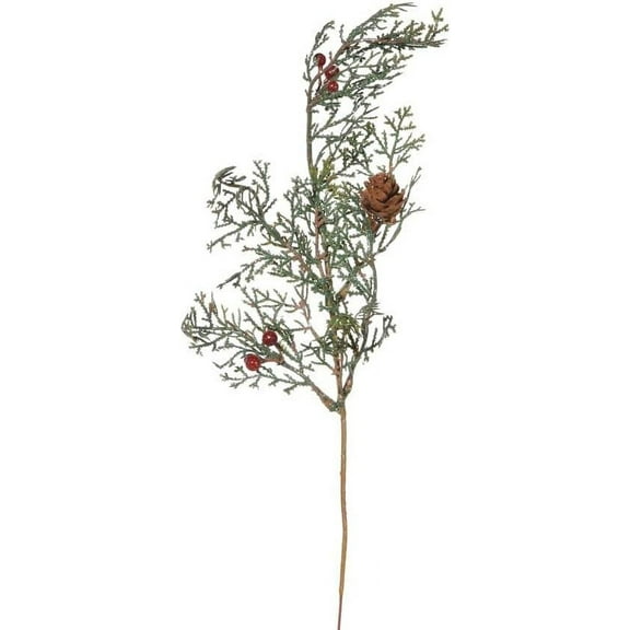 Save Dollar Stores Floral Cedar and Pinecone Christmas Pick, Glitter, 14 Inches for Decorations