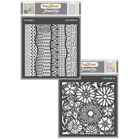 CrafTreat Pattern Partitions and Circle Pattern Stencil for Painting - 2 Pcs - 6"x6" Each