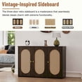 thumbnail image 7 of 48.8" Sideboard Buffet Cabinet with Storage, 3-Door Accent Cabinet Retro Sideboard with Artificial Rattan Doors and Metal Handles for Living Room Dinning Room Kitchen Entryway Hallway, Brown, 7 of 7