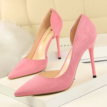 

Sexy Pointed Toe Stiletto Shoes Classic Suede Pump Slip On High Heel Women‘s Footwear