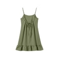 thumbnail image 4 of Hurxie Women's Bathing Suit Cover Up Spaghetti Straps Swim Dresses Beach Cover Ups Pleated Neck Swimsuit Coverups Army Green,M, 4 of 7