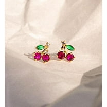 Anygolds 14K real solid Gold Mini Ruby Cherry CZ Stud Helix Tragus
