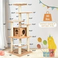 thumbnail image 3 of Demi Bonn 71" Wood Cat Tree Tower for Indoor Cats, Multi-Level Cat Condo with 10 Scratching Posts, Perch, Washable Removable Cushions, Cat Furniture, Beige, 3 of 9