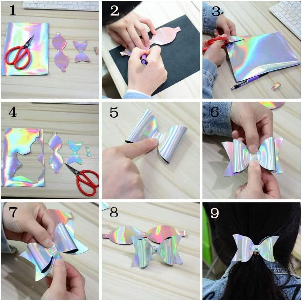 Holographic Leather Fabric 54x39inch Silver PU Leather Roll Laser Leather Fabric Soft Leather Fabric Suitable
