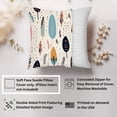 thumbnail image 2 of Ethan Taylor Botanical Throw Pillow Soft Cushion Cover 'Scandinavian Bohemian Feathers & Plant Leaves' Pattern Decorative Square Accent Pillow Case, 20x20 Inches, Blue, Orange, 2 of 5