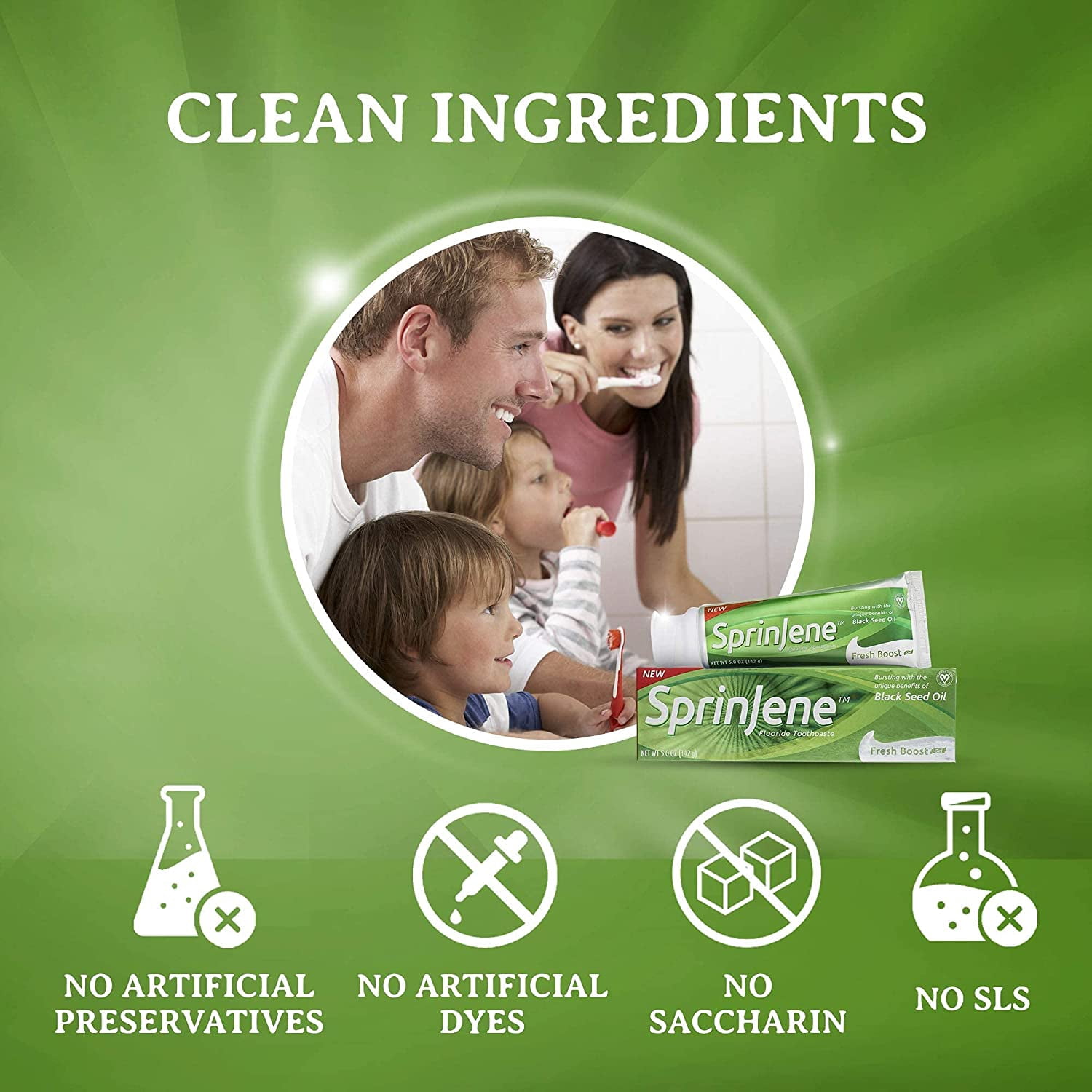 SprinJene Fresh Boost Toothpaste, ADA Accepted, Pack of 4
