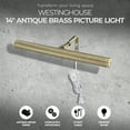 thumbnail image 2 of Westinghouse 14 Inch Antique Brass Slimline Picture Light w/ In Line Switch, 2 of 11