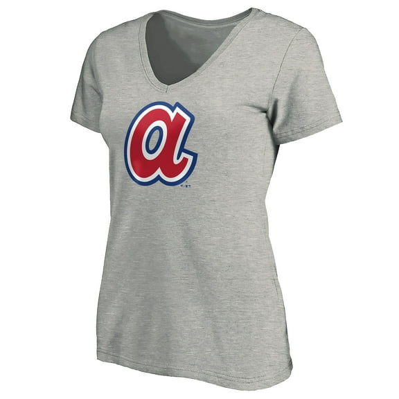 Women's Ash Atlanta Braves Forbes V-Neck T-Shirt