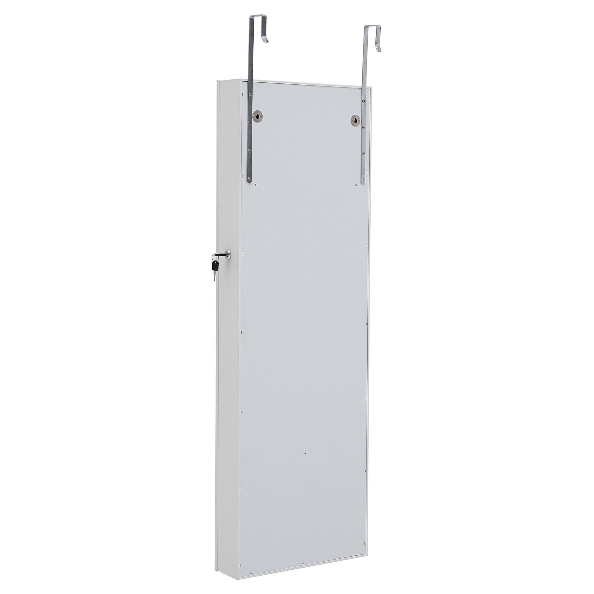 Resenkos Mirrored Jewelry Cabinet with Storage Drawer, Door/Wall Jewelry Armoire White Resenkos Mirrored Jewelry Cabinet with Storage Drawer, Door/Wall Jewelry Armoire White