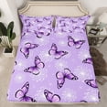 thumbnail image 2 of Homewish Dreamy Purple Butterfly Full Size Sheets, Cartoon Dandelion Print Bed Sheets, Romantic Animal Sheet Sets, Lightweight Room Decor, 4 Pieces, 2 of 7
