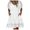 White, variant on Women's Casual Solid Short Sleeve Dress - V-Neck Lace Splice, Ruffle Loose Fit for Spring/Summer