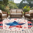 thumbnail image 5 of Independence Day Round Living Room Rugs 6 ft, 250th Years US Flag Red Blue Stripe Star Fireworks Washable Area Rug with Non-Slip Sturdy Edge Binding Round Carpet for Kitchen Office Bedroom, 5 of 9