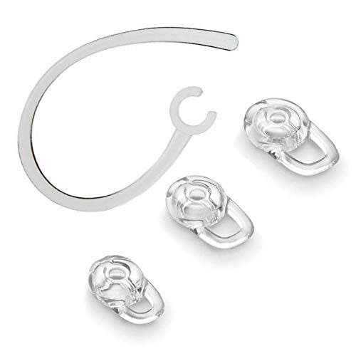 epacks Replacement Ear Tips Ear Loop Clip SML 3 Size Set Plantronics M155 M165 M180 M55 M25 M90 Explorer 500 Discovery Headset, Gel Earbuds Eartips 3PCS 1PC Earhooks Earloop (Clear) Headsets Accesso