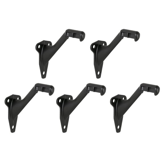 Design House 188151 Standard Handrail Bracket Heavy Duty Hardware for Stairways in Home or Office Matte Black 5-Pack