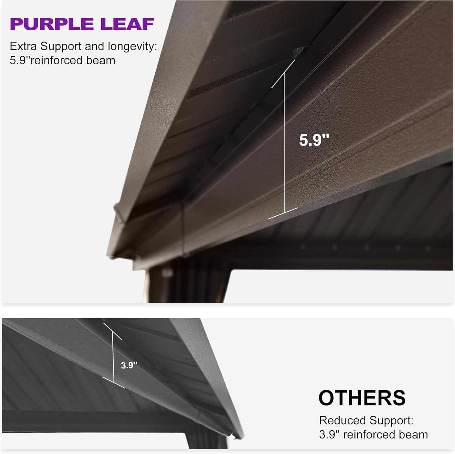 PURPLE LEAF 8’ X 8’ Outdoor Patio Hardtop Gazebo Metal Frame Galvanized Steel Double Roof with Curtains and Nettings for Backyard Desk Bronze