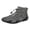 Grey, variant on Men’s Hand Stitching Slip On Driving Ankle Shoes Leather Sock High Top Loafers Fur Lined Warm Non Slip Dress Shoes (Grey, 8)