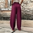 thumbnail image 4 of Womens Solid Color Casual Pants Trousers Elastic Waist Pockets Wide Leg Trousers, 4 of 4