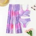 thumbnail image 2 of MEZZALL Girls' Printed Tie Dyeing Strap Floral Tops Short Pants And Long Pants 3pcs Swimsuit Bikini Sets 8Y Leisure Baby Swim Wear, 2 of 7