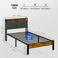 thumbnail image 4 of Dayago Twin Size Bed Frame with Storage Headboard and Adjustable LED Light, USB and Type-C Port, Heavy Duty Metal Platform Bed Frame with Under Bed Storage, No Box Spring Needed, 4 of 10