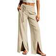 thumbnail image 6 of Pants for Women with Pockets 100% Cotton Fashion Elastic Waist Casual Straight Leg Pants, 6 of 6