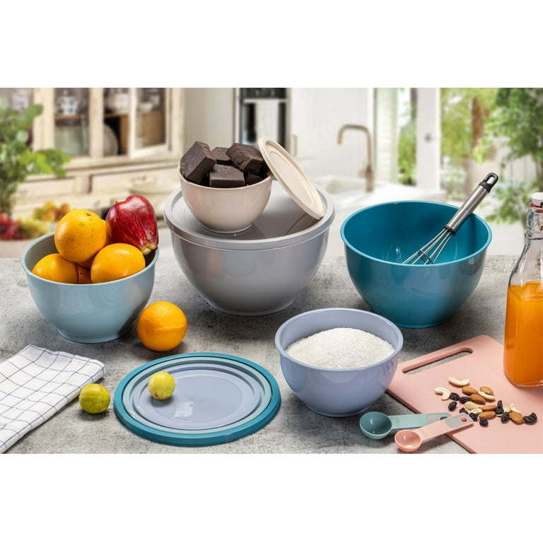 Mainstays Nonslip Plastic Mixing Bowl Set with Lids 10 Pieces