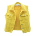 thumbnail image 1 of Women Classic Washed Denim Vest Ladies Sleeveless Solid Color Button Down Jean Jacket S-5XL, 1 of 7