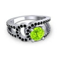 thumbnail image 3 of 2.50 Carat Round Cut Peridot & Black Onyx Gemstone Stunning Proposal Ring for Women Solid 14K White Gold Size 9 by Diamond-Capitals, 3 of 8