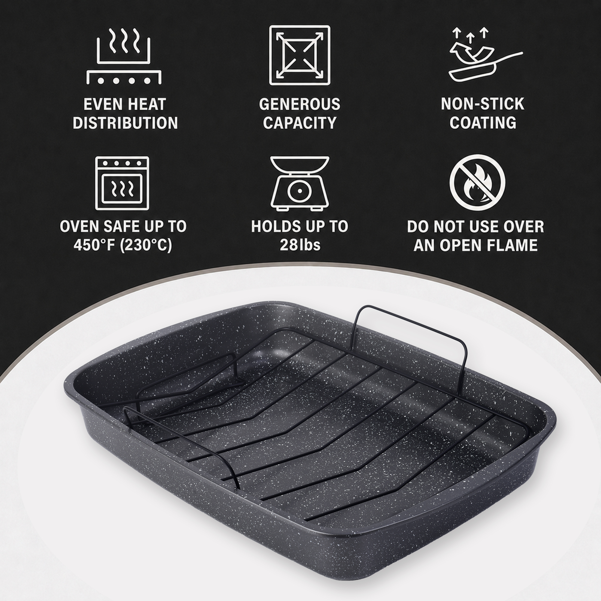 Mainstays 18.9" Rectangular Roasting Pan with Wire Rack photo 2