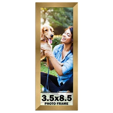 3.5x8.5 Frame Gold Bronze Modern Solid Wood Picture Frame | 0.75 Inch Moulding Width | Includes UV