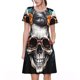 thumbnail image 1 of Easygdp Flower Horn Skull A para Vestido Transpirable de Mujer, Vestido Suelto de Manga Corta con Pliegues y Bolsillos para el Verano, 1 of 6