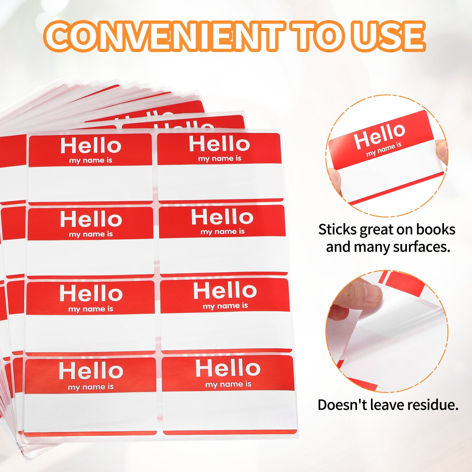 480 Pcs Peel and Stick Badges, 9.65 x 7.28 Inches Identification Stick Badge Name Tags Stickers Easy-to-tear Strong Adhesion for Desk Bag Meetings Conferences Parties, Red