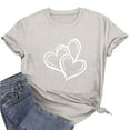 thumbnail image 7 of asdoklhq Valentines Womens Tops Striped Heart Print Fashion Women's Short Sleeve Casual Leopard Printed Loose T-shirt Tops Gray XL, 7 of 7