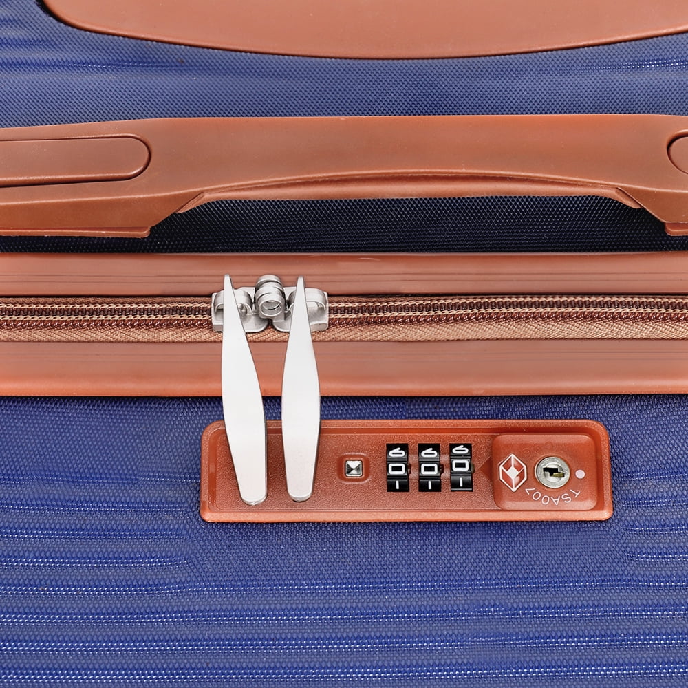 Luggage 3-Pieces Set ABS Durable Suitcase with Spinner Wheels Blue 20"24"28"
