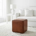thumbnail image 4 of Cortesi Home Bronco Genuine Leather Cube Ottoman, Brown, 4 of 8