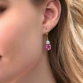 thumbnail image 2 of Gem Stone King 18K Yellow Gold Plated Silver Pink Mystic Topaz and Lab Grown Diamond Dangle Earrings for Women | 7.24 Cttw | Gemstone November Birthstone | Oval 10X8MM, 2 of 4