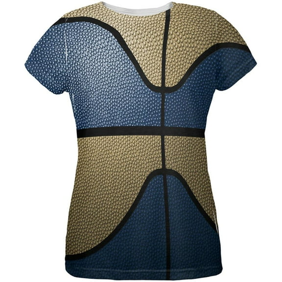 Championship Basketball Dark Blue and Gold All Over Womens T Shirt Multi SM