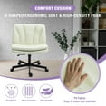 thumbnail image 5 of Criss Cross Legged Chair Ergonomic Home Office Desk Chair with Casters, Armless Wide Comfy Computer Task Seat Swivel Rolling Vanity Chair with Height Adjustable and Rocking Function, Beige, 5 of 9