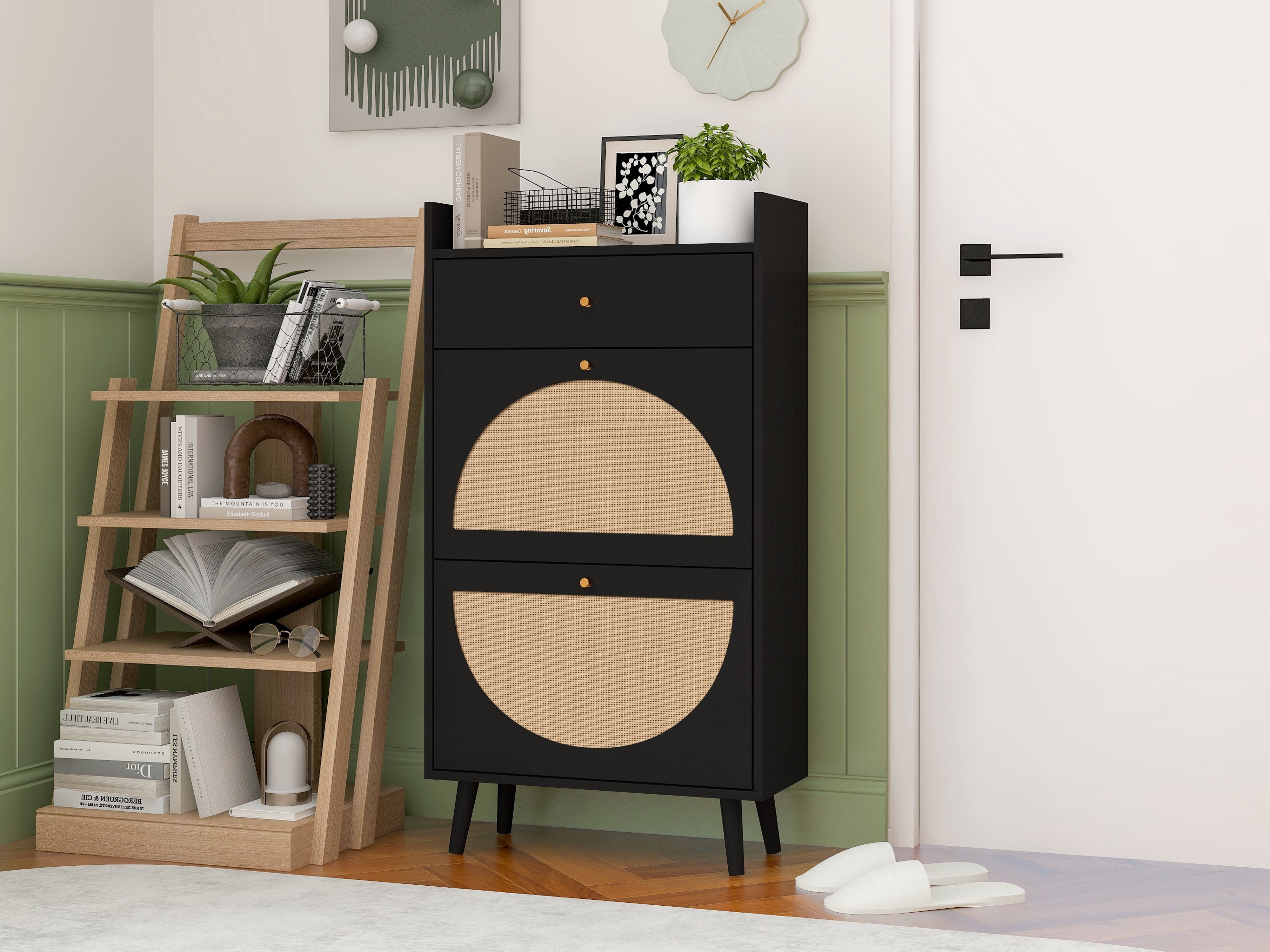 2 Door 1 Drawer Cabinet, Shoe Rack, Double Layer
