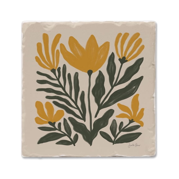 Thirstystone Yellow Petals Single Tumbled Tile Stone Coaster Create Your Own Set
