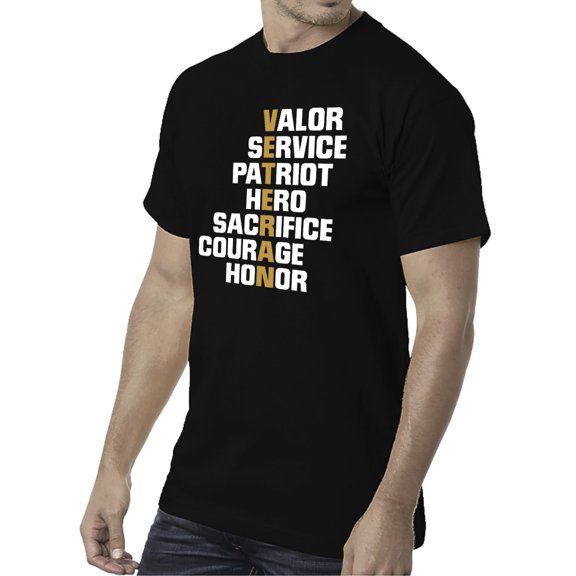 Honor Veteran Graphic Design Made In USA Heavy Weight Crew T-Shirt - Black 2XL