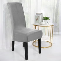 PiccoCasa 2 Pack Velvet Plush Chair Covers Stretch Spandex Seat Slipcovers, Pale Gray, Large