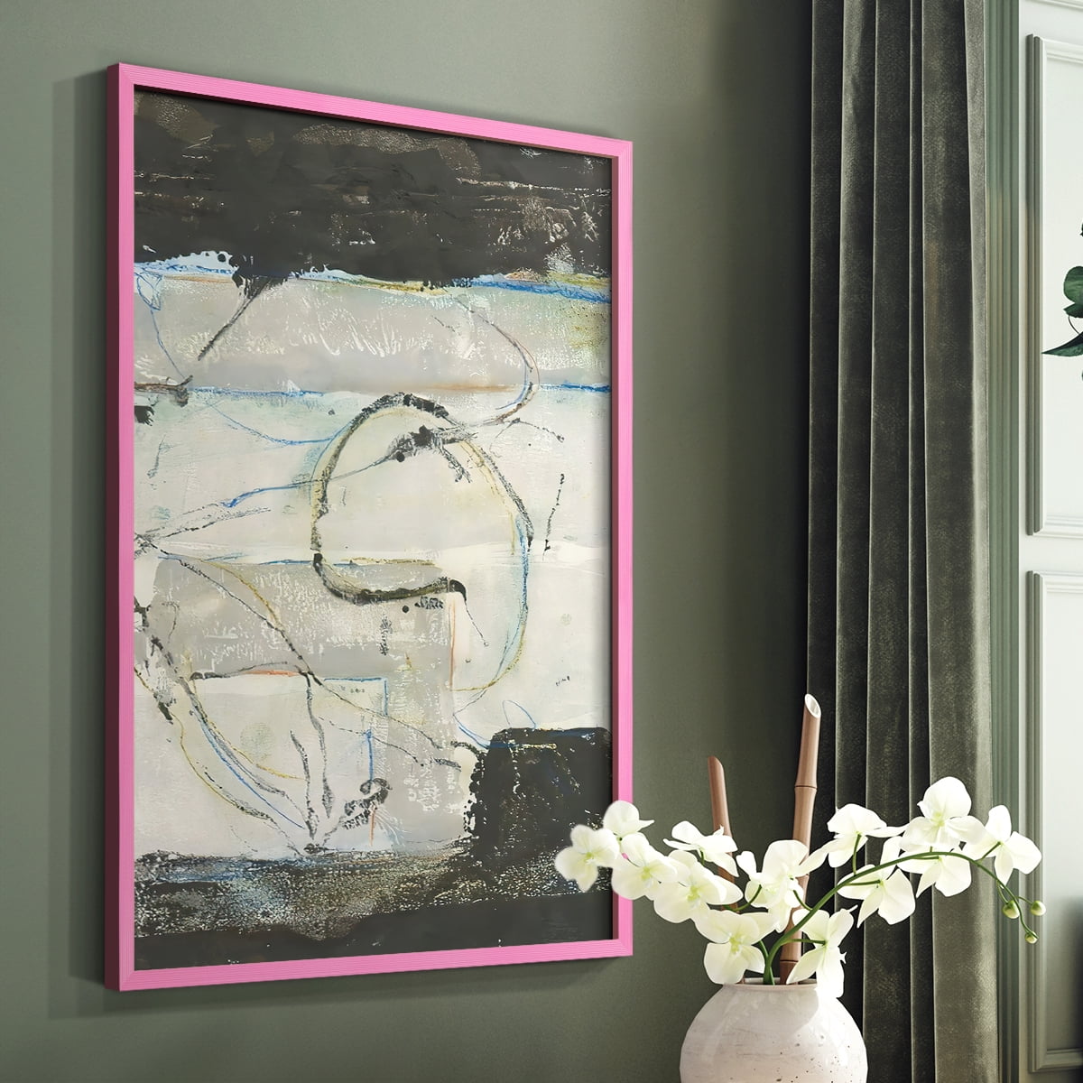 Continuing Energy I Framed Print in Pink Solid Wood Framed Print No Nail Hanging