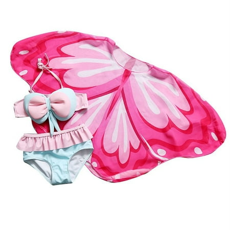 

adviicd Toddler Swim Girls Tankini Swimsuit Two Piece Bathing Suit with Adjustable Strap Hawaii Beach Swimwear Pink 3 Years