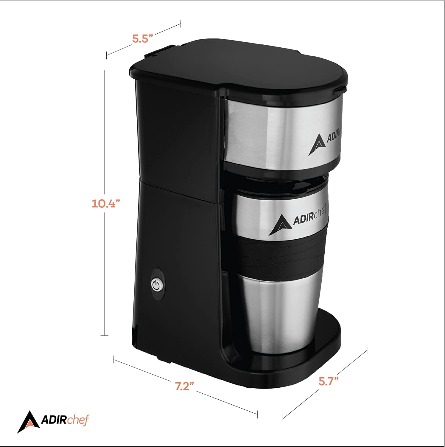  AdirChef Mini Coffee Maker - Single Serve Coffee Maker, 15 oz. Travel  Coffee Mug Coffee Tumbler & Reusable Coffee Filters - Ideal for Home,  Office, Outdoor & More - Blue: Home & Kitchen