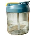 thumbnail image 1 of Bonita botella de agua portátil de plástico azul para senderismo, caminatas y actividades al aire libre con pajita, 1 of 8